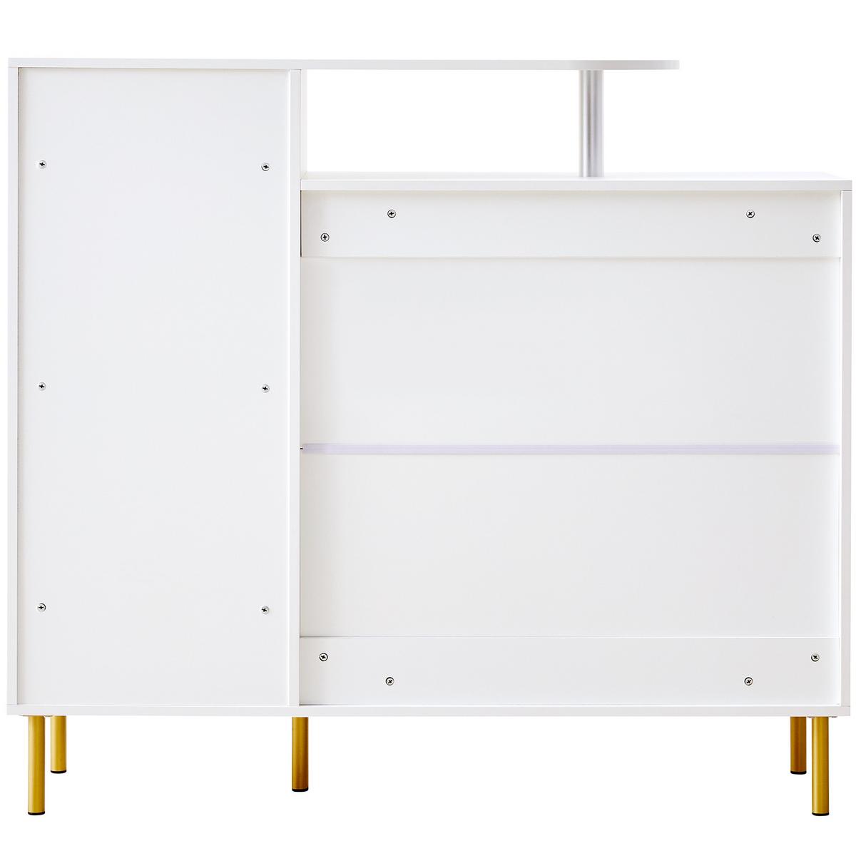 SIDEBOARD mit 3 Türen und 1 Schublade goldenen Akzenten - Weiß, Holzwerkstoff (120/92/35cm) - Urban Meuble