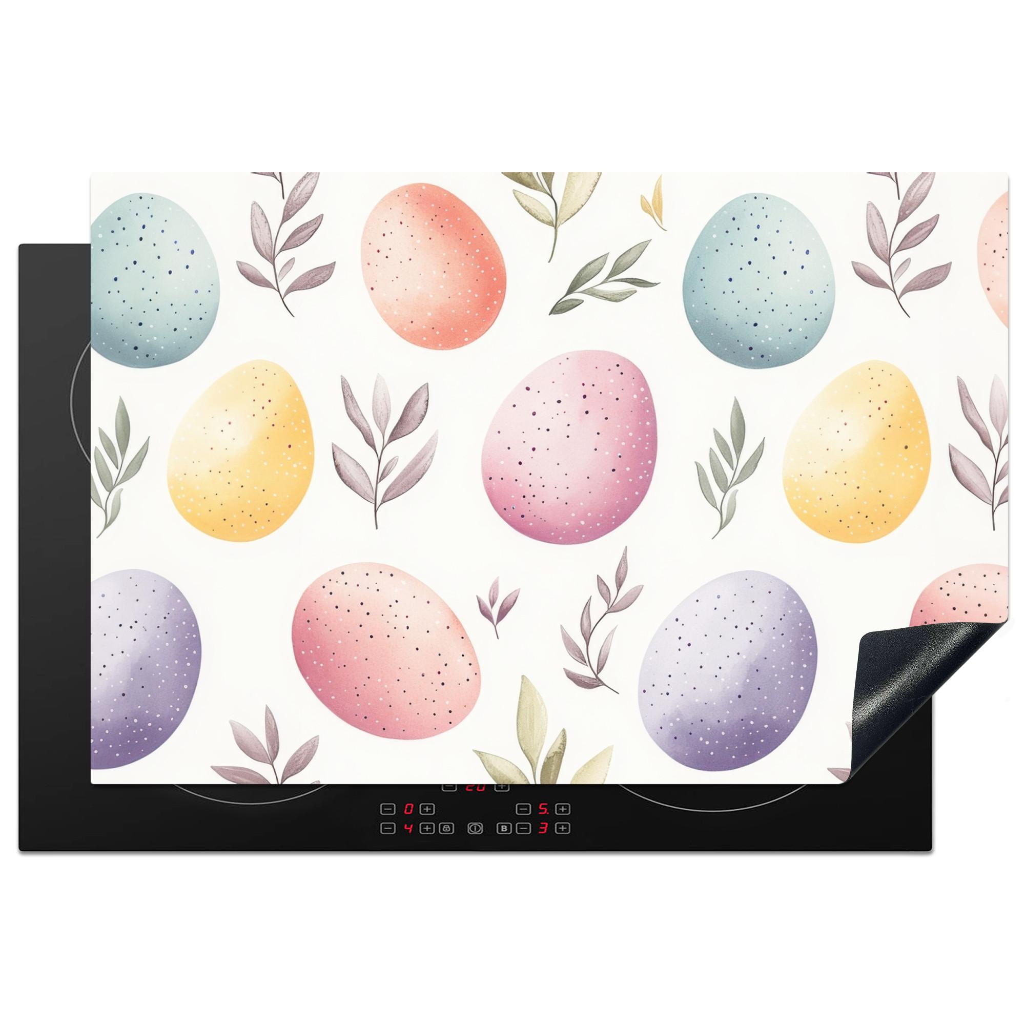 HERDABDECKPLATTE Eier - Bunt - Muster Ceranfeldabdeckung 76x51.5 cm - Weiß, Kunststoff (76/51.5/0.2cm) - MuchoWow