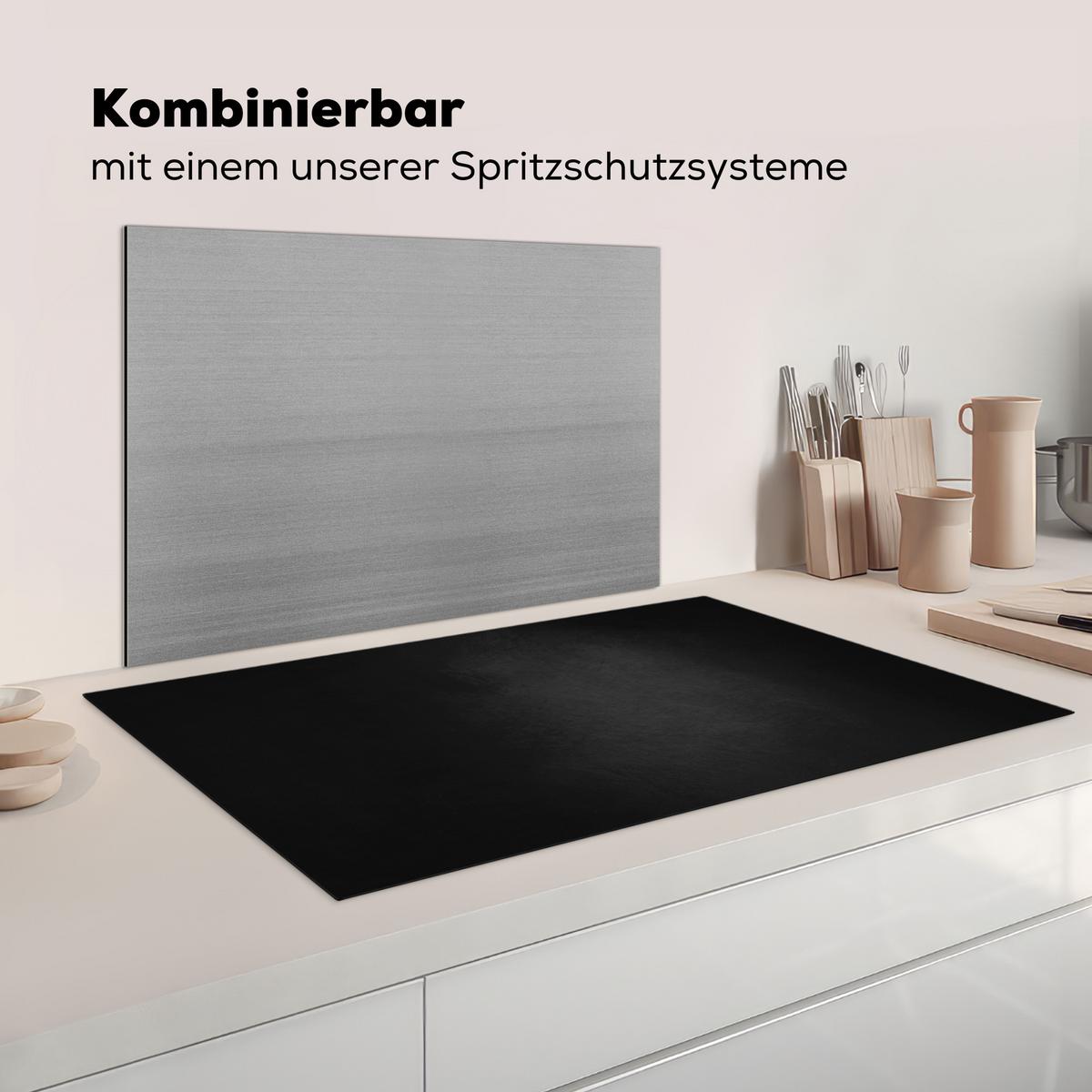 HERDABDECKPLATTE Beton - Schwarz - Grau - Strukturiert - Industriell Ceranfeldabdeckung 90x52 cm - Graphitfarben, Kunststoff (90/52/0.2cm) - MuchoWow
