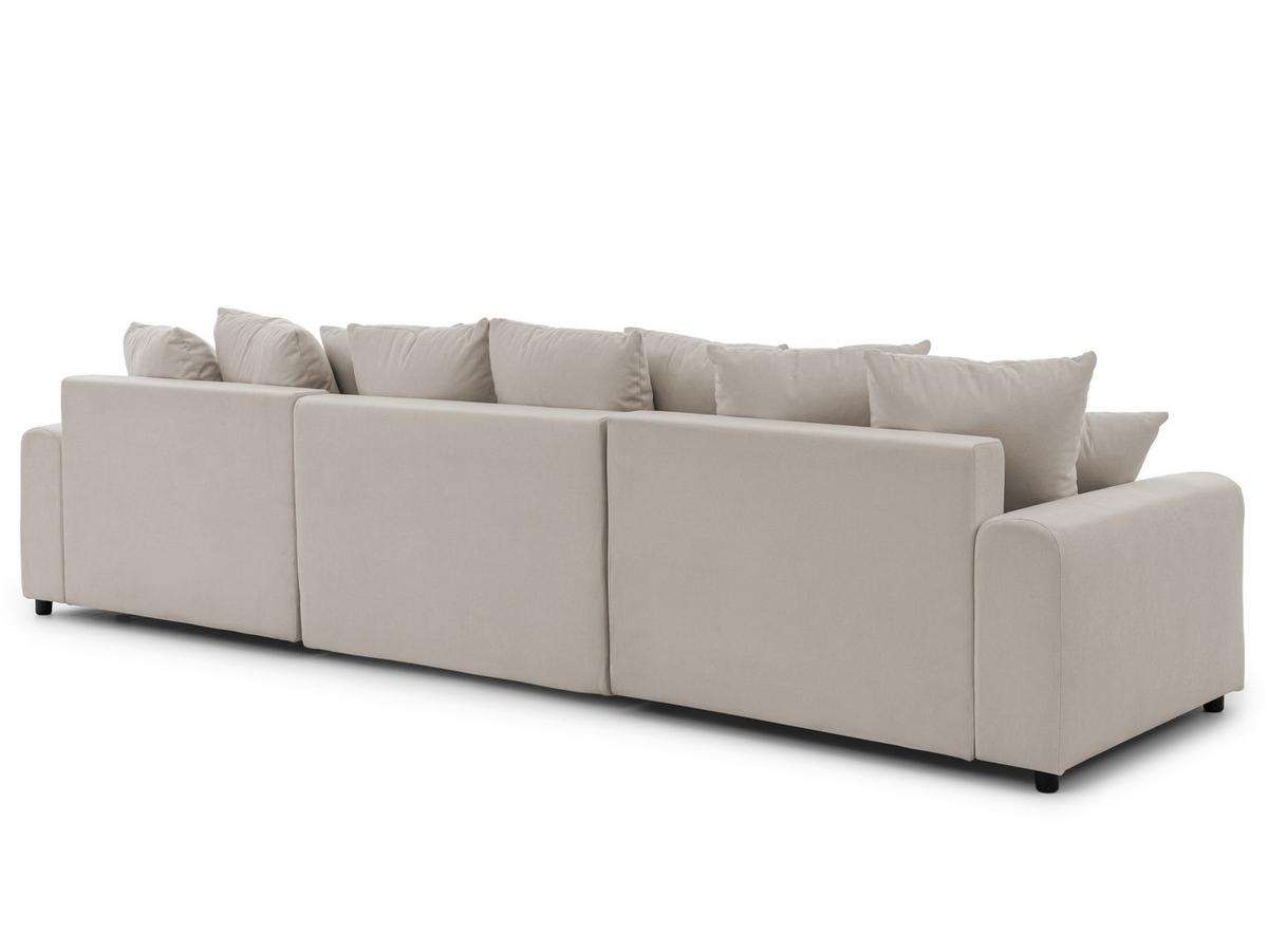 WOHNLANDSCHAFT Calma mit Schlaffunktion und Bettkasten im Bumpy-Design aus weichem Beige Webstoff - Beige/Schwarz, Holz/Textil (336/88/140cm) - S-Style