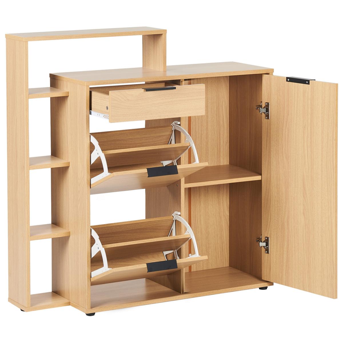 SCHUHSCHRANK Hellbraun Mirani - Braun, Holzwerkstoff (98/100/29cm) - Beliani