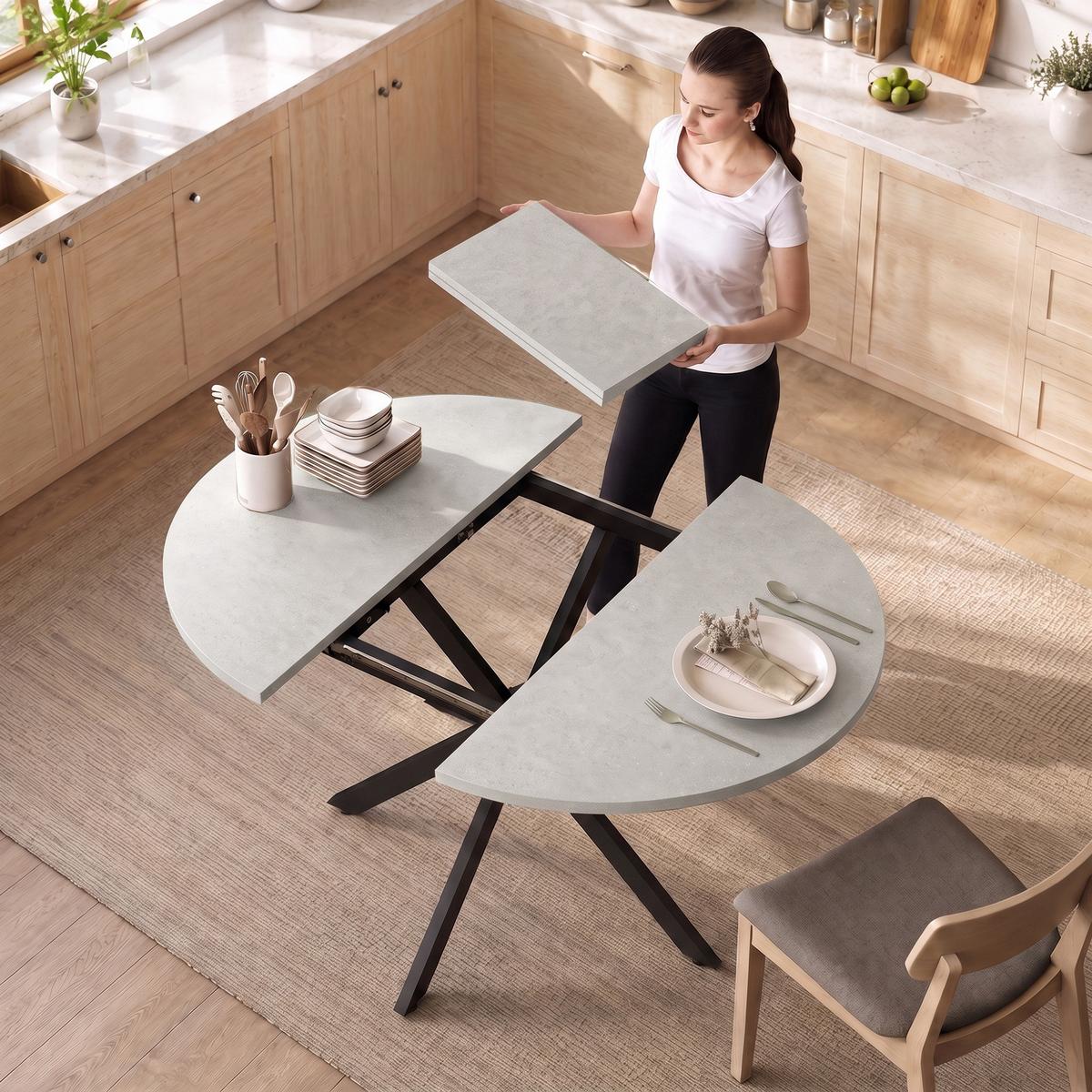 AUSZIEHBARER-ESSTISCH MDF Stahl Grau - Schwarz/Grau, Holzwerkstoff/Metall (135/100/75cm) - HOMCOM