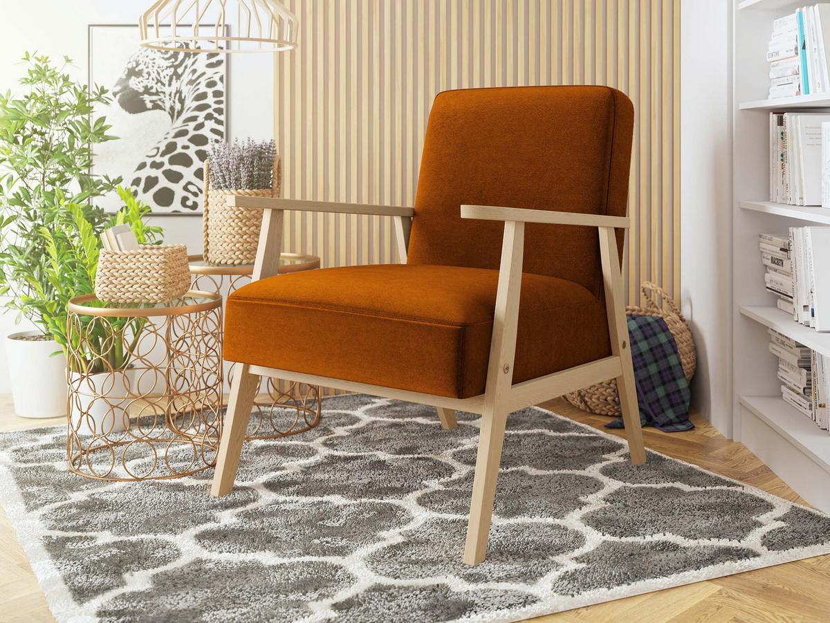 SESSEL Retro - Bronzefarben/Naturfarben, Holz/Textil (59/76/67cm) - MIRJAN24