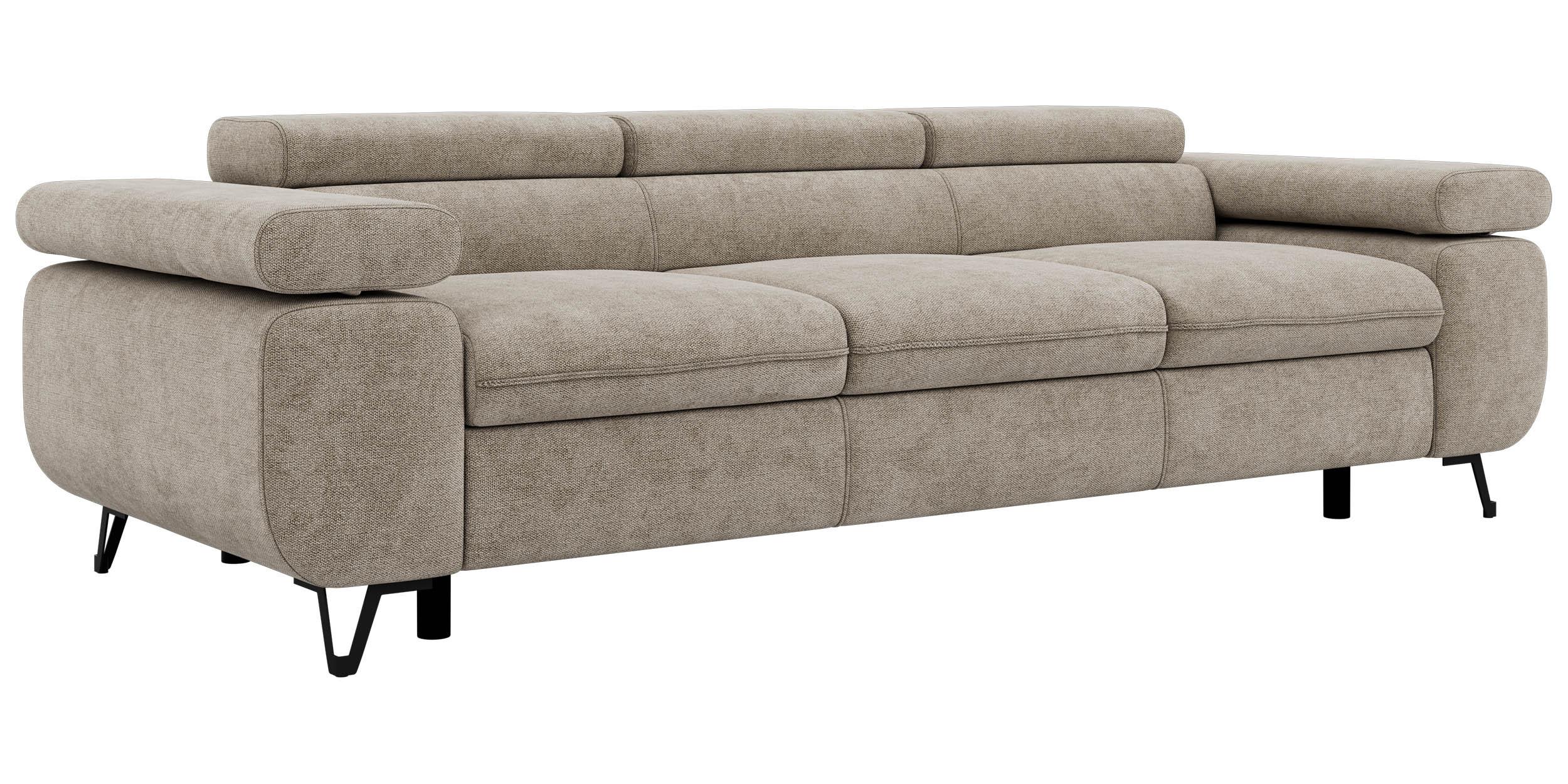 3-SITZER SOFA PETER - Greige Stukture - Greige/Schwarz, Textil/Metall (262/76/99cm) - MKS