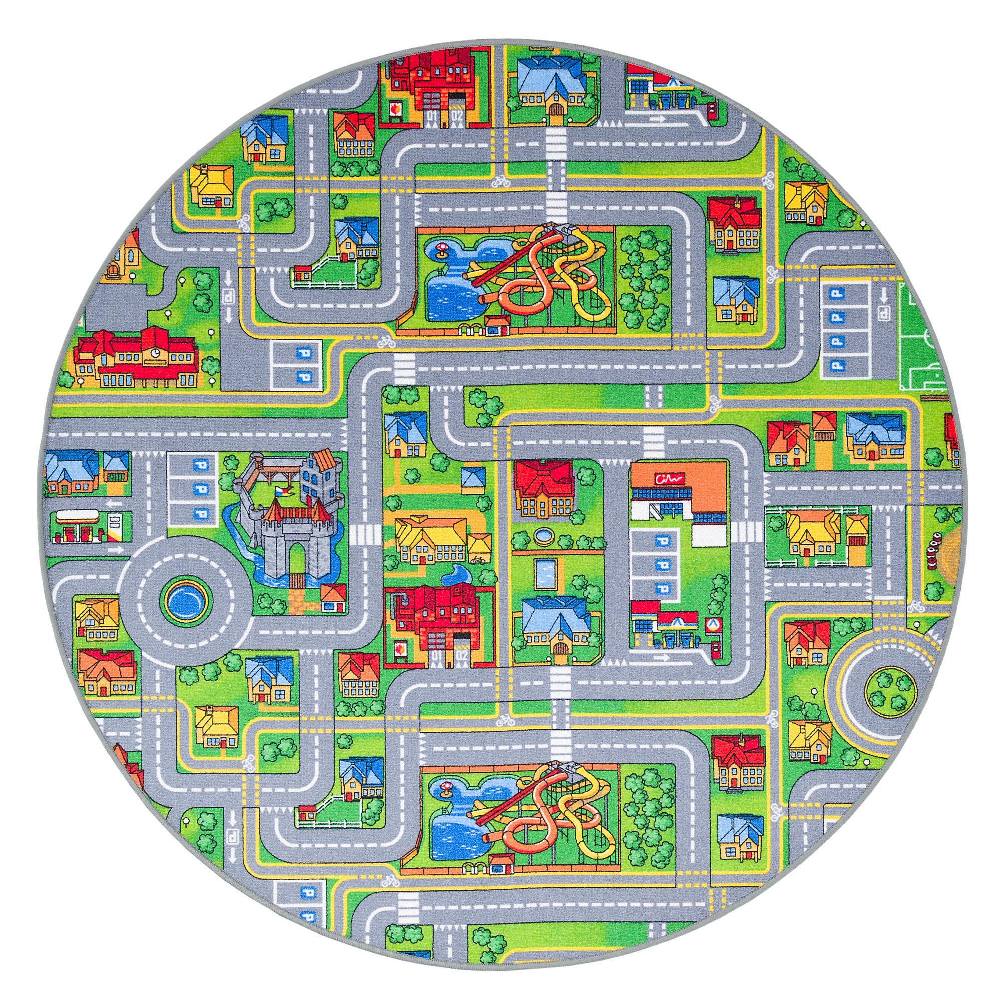 KINDER SPIEL TEPPICH ABENTEUERLAND BUNT RUND - Multicolor, Textil (100/100cm) - Snapstyle