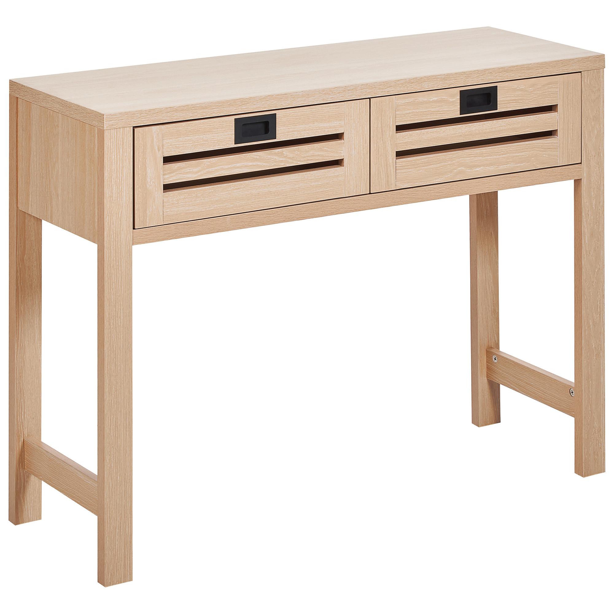 KONSOLENTISCH heller Holzfarbton 2 Schubladen Randa - Hellbraun, Holzwerkstoff (35/100/75cm) - Beliani