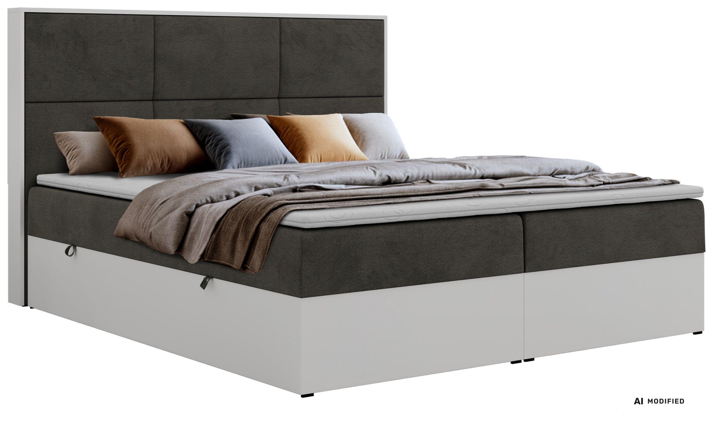 BOXBETT DELVIT 160/200 - Dunkelgrau Velvet - Topper Visco - H3 - Dunkelgrau/Anthrazit, Kunststoff/Textil (160/200cm) - MKS
