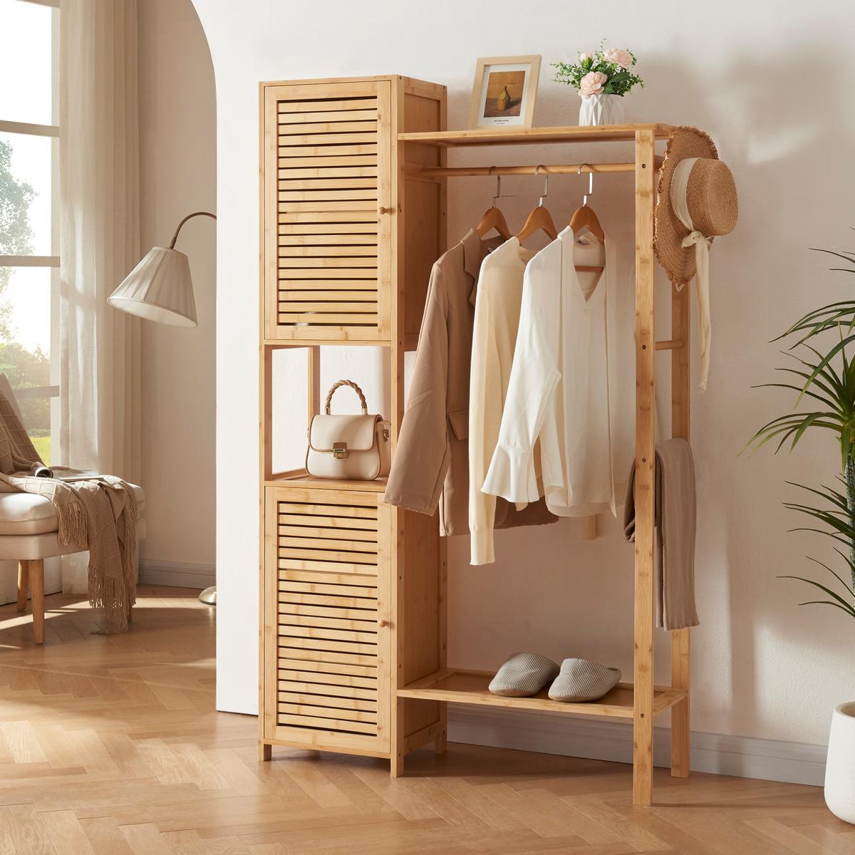 GARDEROBENSTÄNDER Oldsum - Naturfarben, Holz (99/164/29cm) - [en.casa]