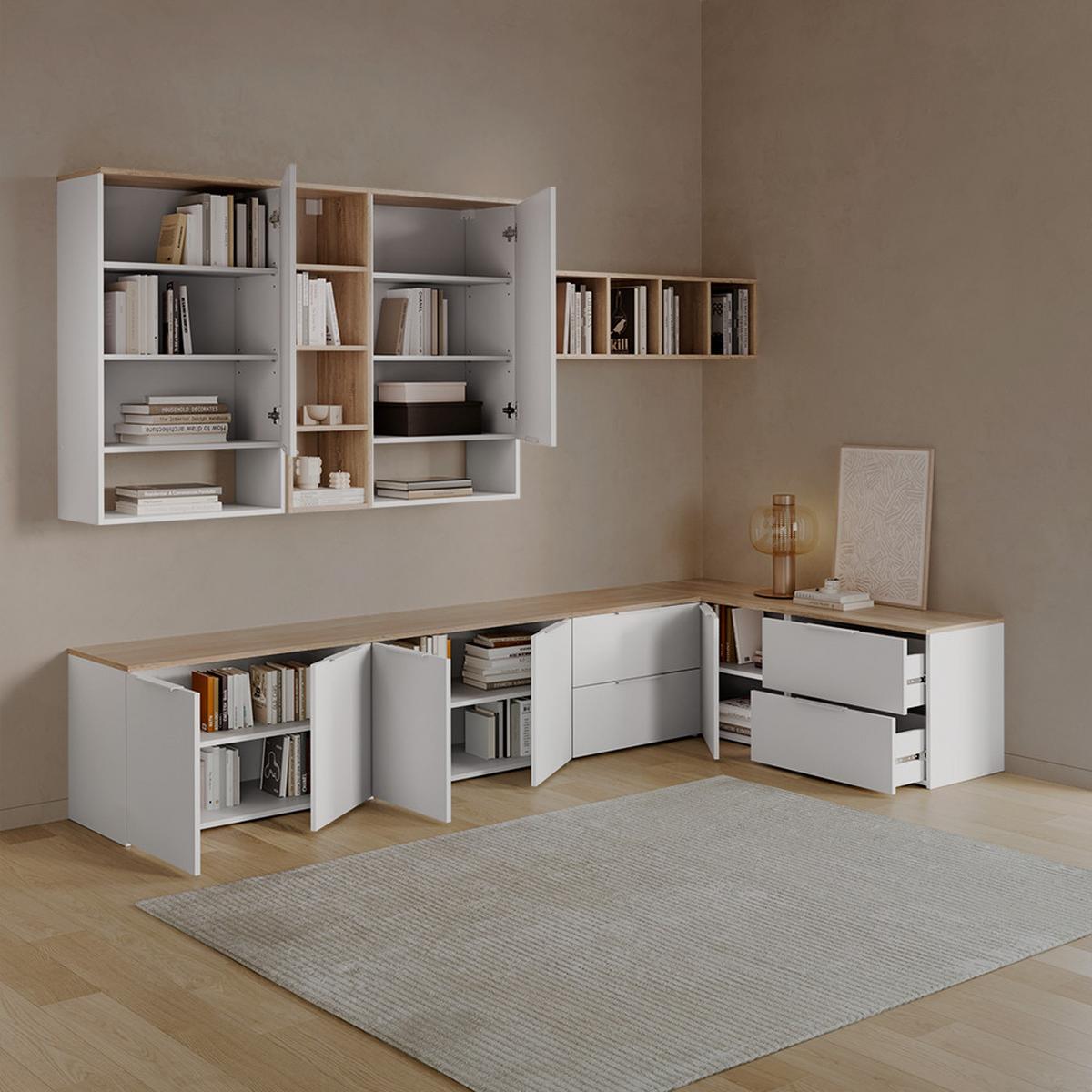 HÄNGESCHRANK Piave Weiß/Sonoma 60 x 100 cm mit Tür - Weiß/Sonoma Eiche, Holzwerkstoff (60/100/30cm) - Livinity®