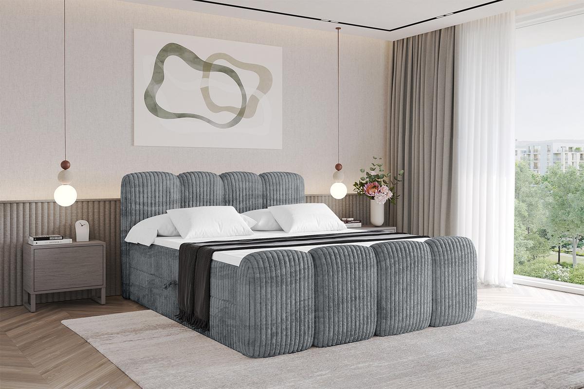 BOXBETT mit Matratze H4 und Lattenrost - NINA-Z - 180x200 cm - Dunkelgrau - Schieferfarben, Holzwerkstoff (180/200cm)