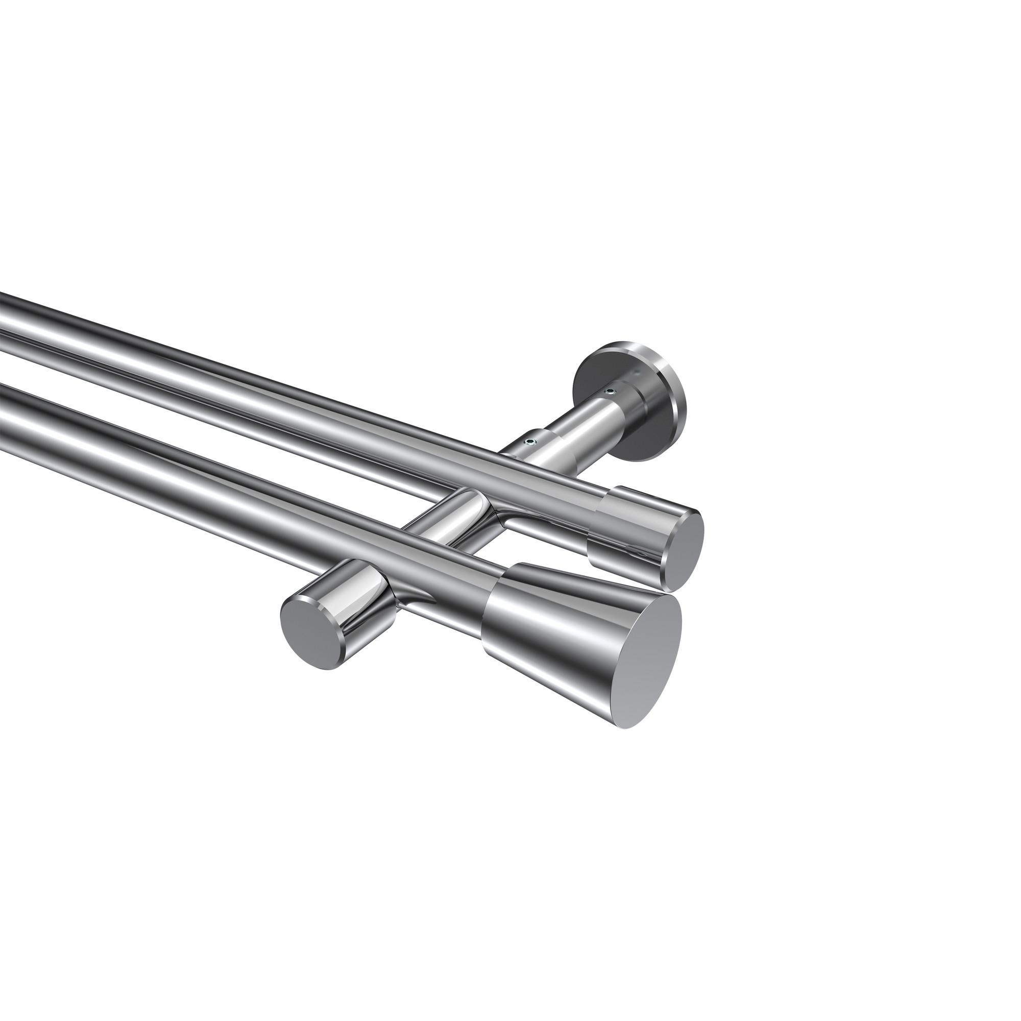 GARDINENSTANGE Prestige Sitra 600 cm (geteilt in 3 x 200 cm), 2-läufig (ohne Ringe), 20 mm Ø Chrom - Chromfarben, Metall (600cm) - INTERDECO
