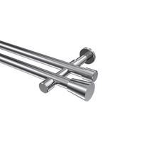 GARDINENSTANGE Prestige Sitra 600 cm (geteilt in 3 x 200 cm), 2-läufig (ohne Ringe), 20 mm Ø Chrom - Chromfarben, Metall (600cm) - INTERDECO