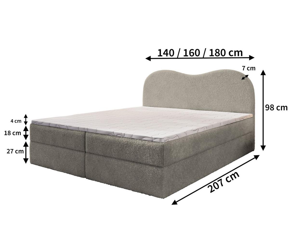BOXBETT FLUVIA N 140x200 cm mit Matratze und Topper - Blau - Blau, Holz (140/200cm) - MASSENO
