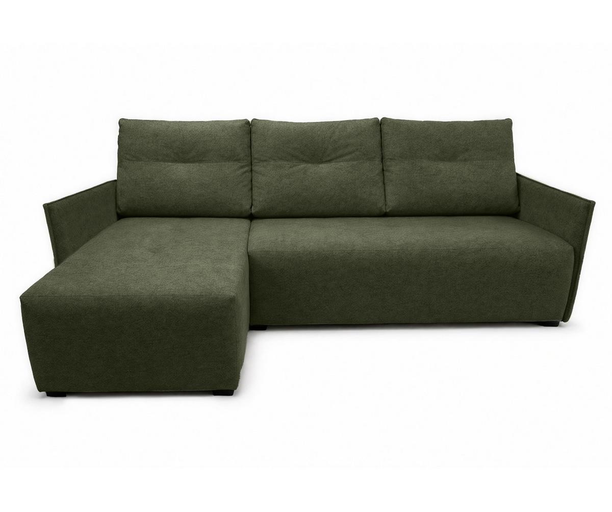 ECKSOFA L Form Damascus Grün 212/143/88 cm Links mit Schlaffunktion - Schwarz/Grün, Kunststoff/Textil (143/212cm) - AX Living