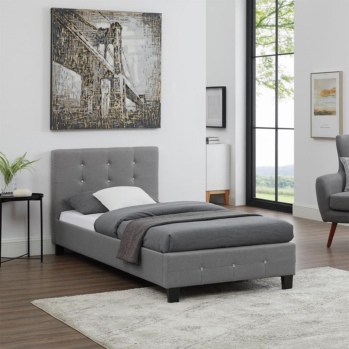 POLSTERBETT DELAWARE 90x200 cm grau - Grau, Textil (90/200cm) - CARO-Möbel