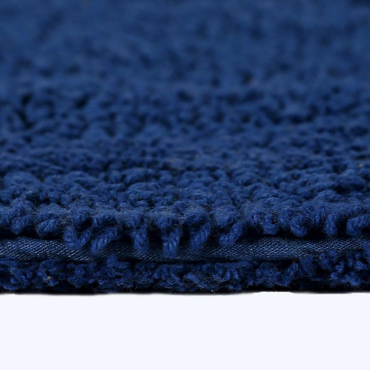 BADGARNITUR 2-teilig, Badematte & WC-Vorleger, wendbar - Dunkelblau, Textil (50/80cm) - Homescapes
