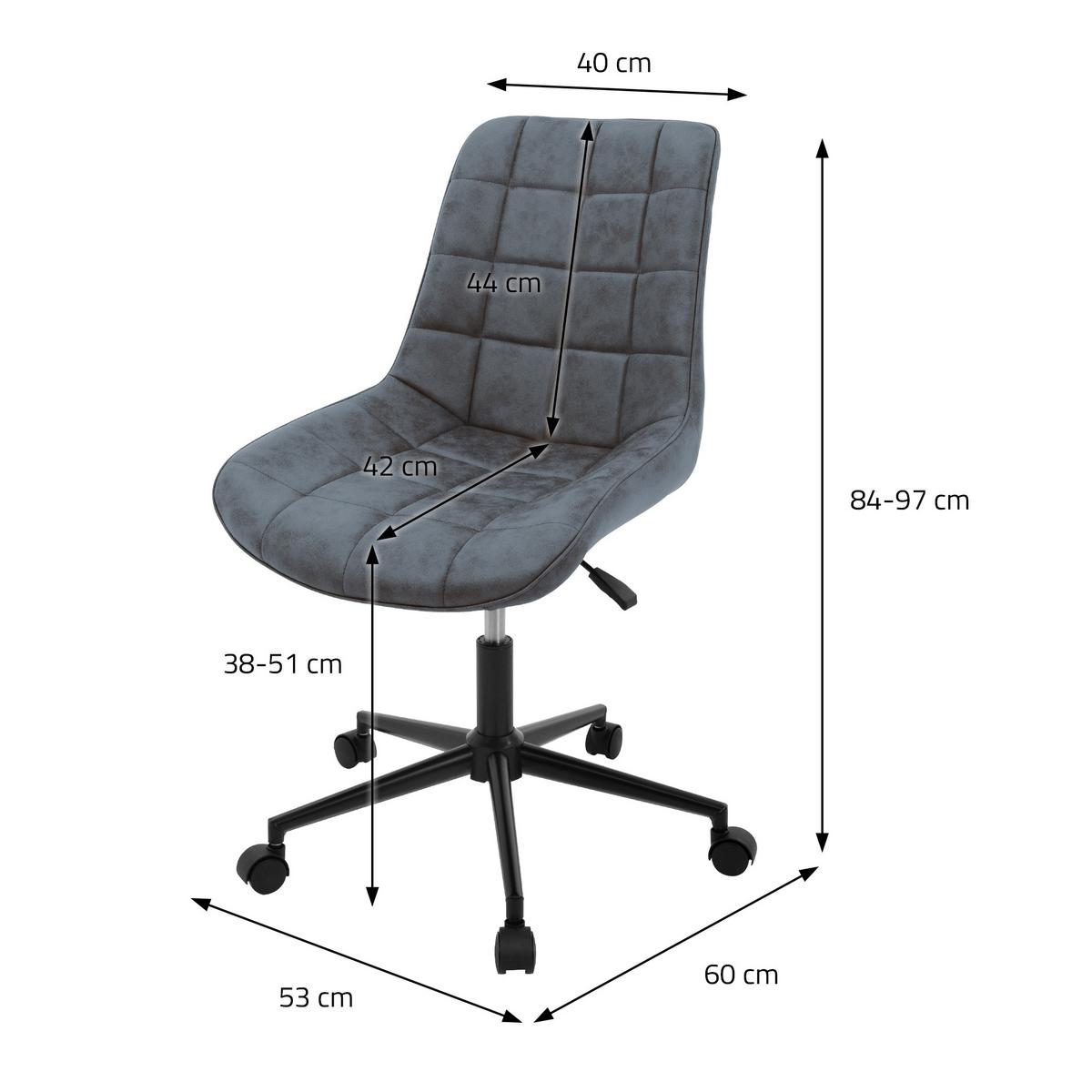 BÜROSTUHL Kunstleder anthrazit - Anthrazit/Schwarz, Textil/Metall (53/97/60cm) - ML-DESIGN