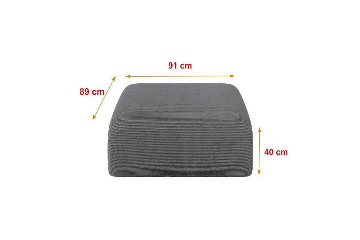 POUF MIRA-PUF 91x89x40 Dunkelgrau cm Cord Modular Sitzhocker - Dunkelgrau/Graphitfarben, Holzwerkstoff/Kunststoff (91/40/89cm) - ALTDECOR