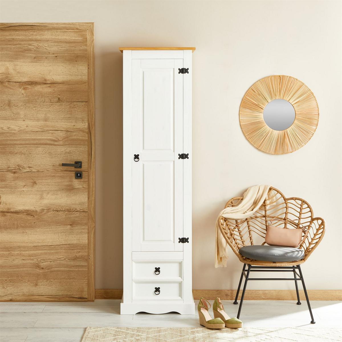 SCHUHSCHRANK TEQUILA weiß/braun - Weiß/Braun, Holz (53/190/38cm) - IDIMEX