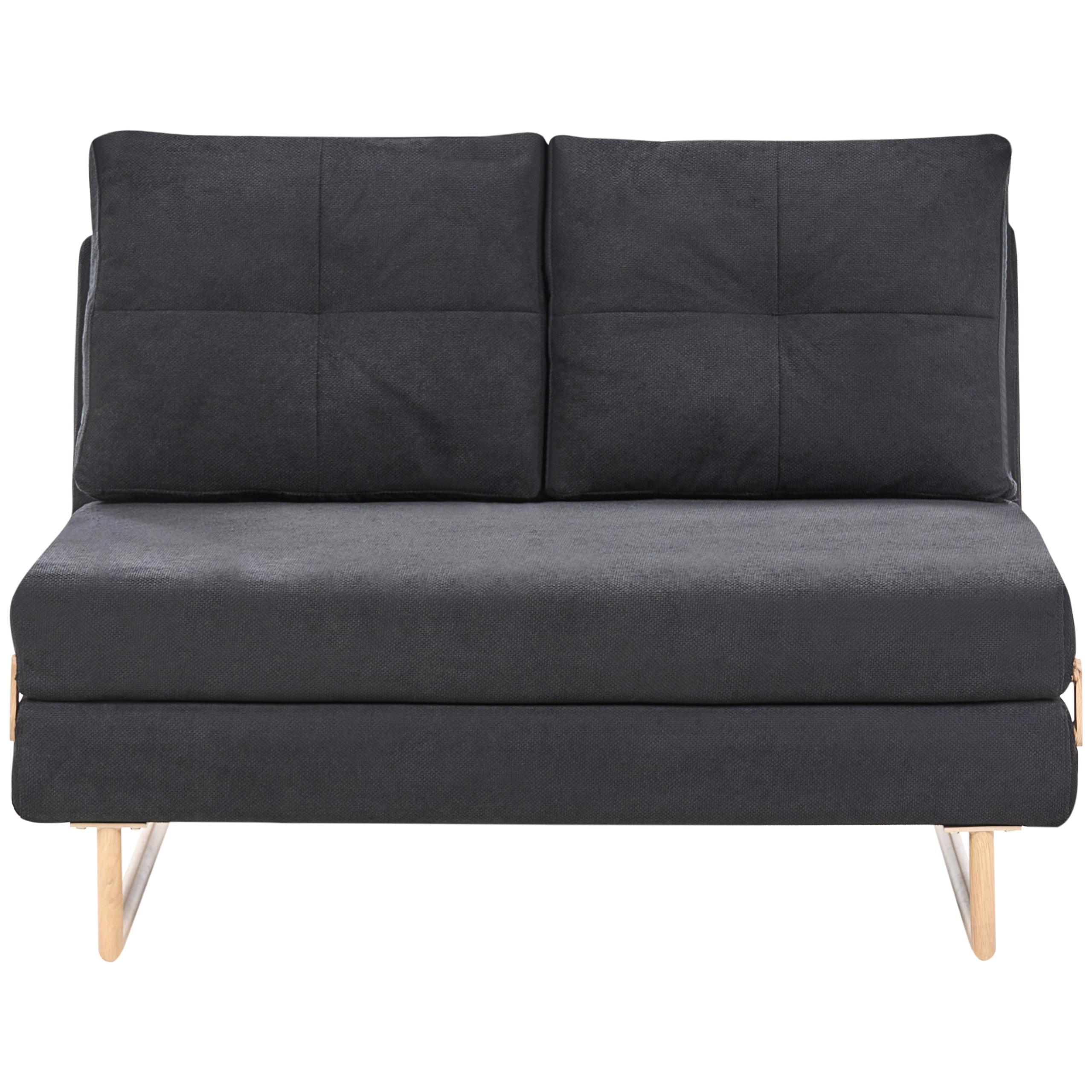 SCHLAFSOFA 2-Sitzer Stoff Schwarz Jerslev - Hellbraun/Schwarz, Textil (120/87/84cm) - Beliani