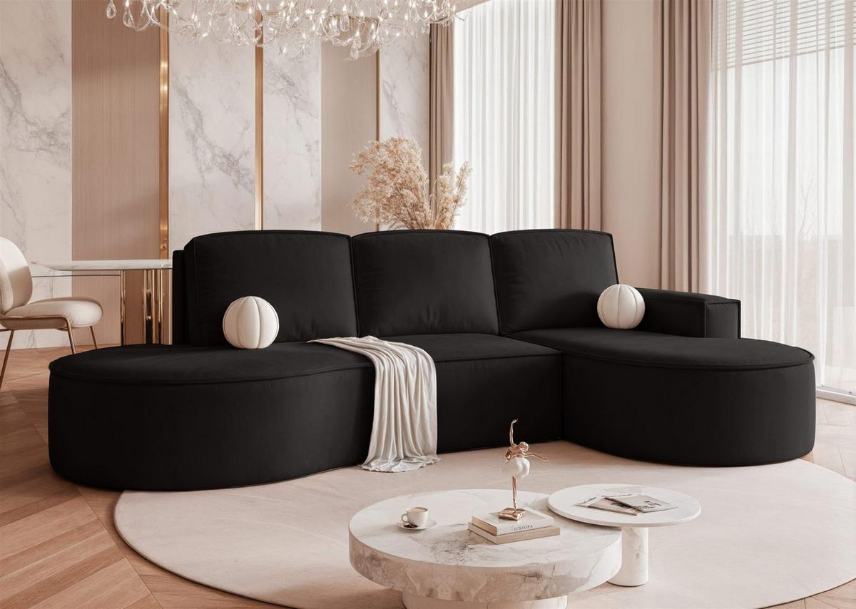 ECKSOFA Arlet Mit Schlaffunktion - Schwarz, Holzwerkstoff/Textil (156/277cm) - Fun Möbel