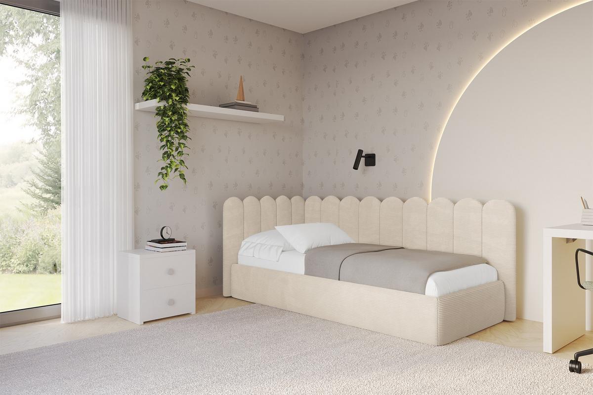 EINZELLBETT Jugendbett mit Bettkasten, Rechts - ARTY 80x200 Beige - Kaschmir, Holzwerkstoff/Textil (80/200cm) - ALTDECOR