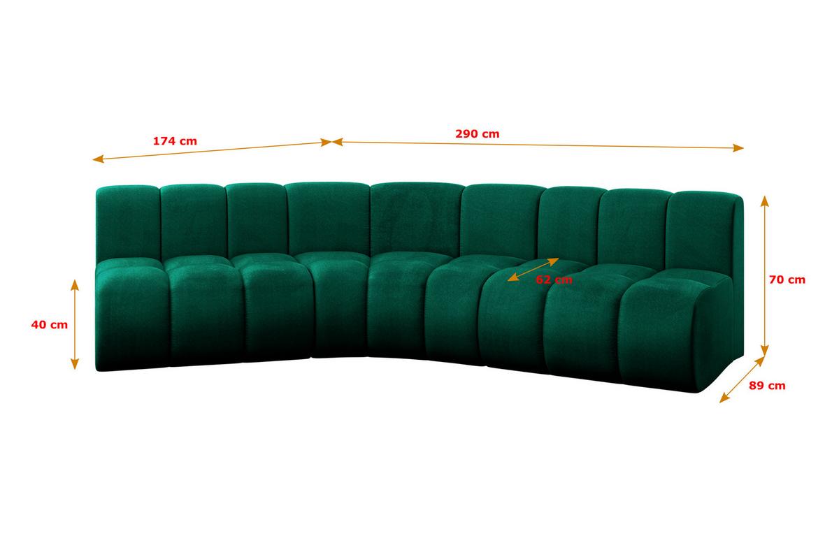 ECKSOFA modulares Sofa Montra-L1 - 290x174x70 cm Grün - Dunkelgrün, Holzwerkstoff/Textil (290/174cm) - ALTDECOR