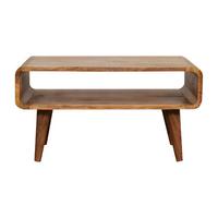 MEDIENMÖBEL TV-Ständer, Offener Stauraum, Nordische Beine - Messingfarben/Braun, Holz/Metall (65/35/45cm) - Artisan Furniture