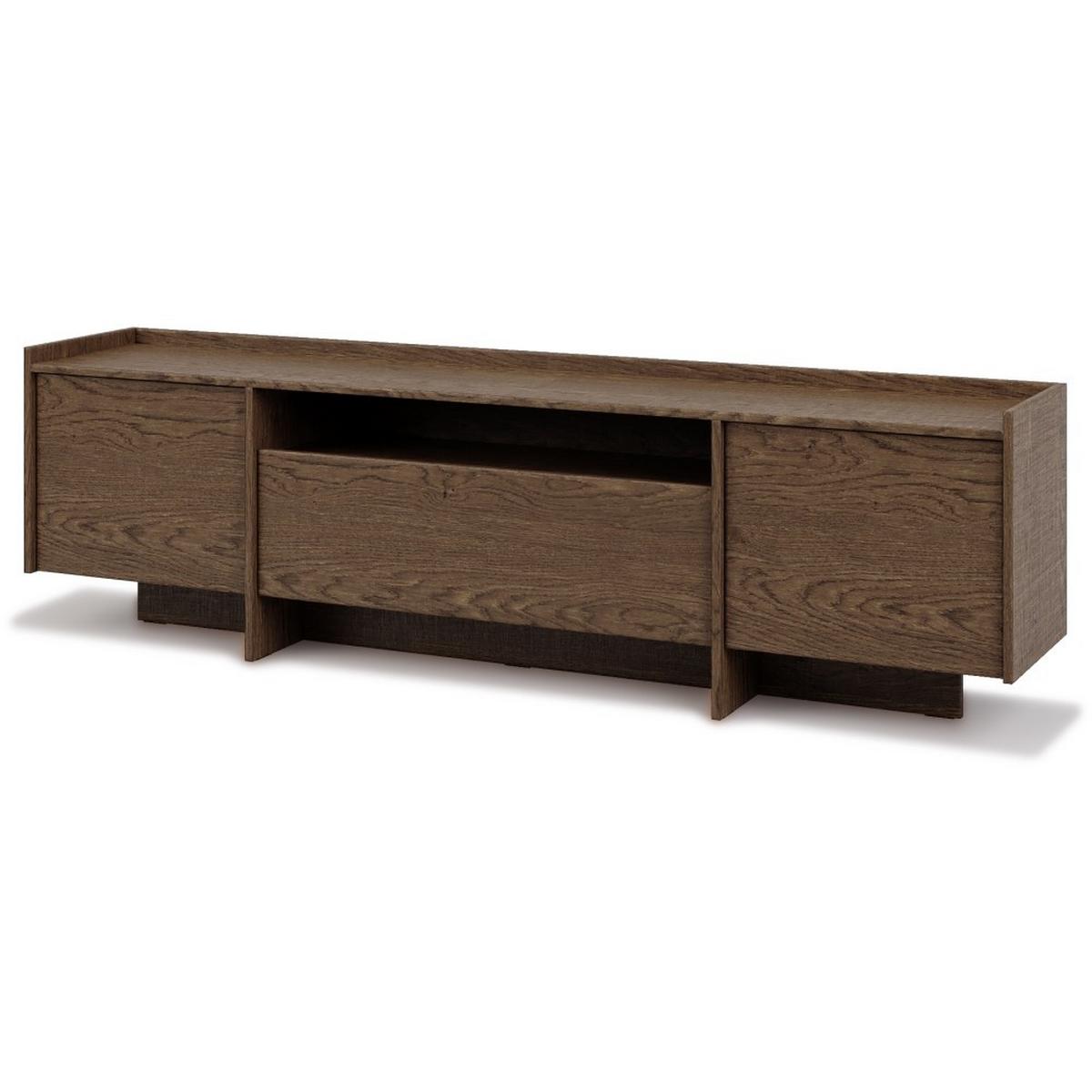 KOMMODE Juni + Lowboard im Japandi Stil, 200 cm, Baltic Storm eiche - Dunkelbraun, Holzwerkstoff (200/90/38cm) - Beautysofa