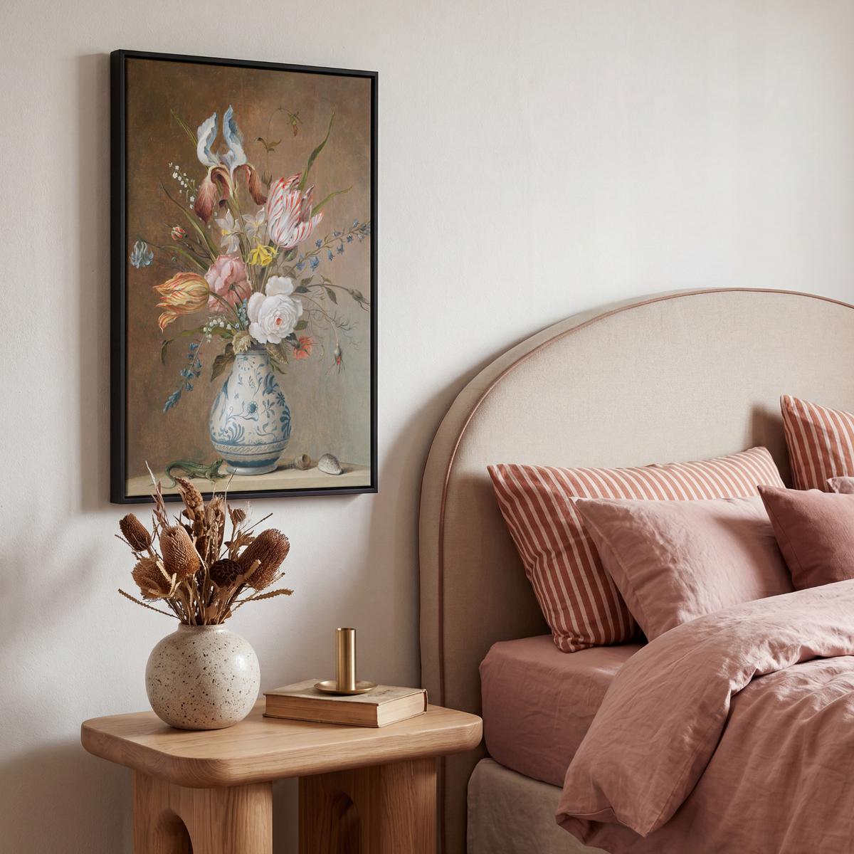 LEINWAND Bilder mit Rahmen - Alte Meister - Blumen - Balthasar van der Ast - 40x60 - Hellbraun, Textil (40/60cm) - MuchoWow