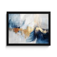 POSTER MIT RAHMENGERAHMTES BILD Gold - Blau - Aquarell - Kunst - Modern 40x30 cm - Hellblau, Papier (40/30cm) - MuchoWow