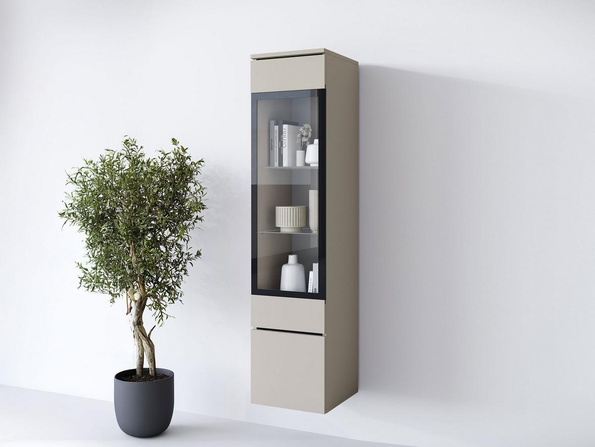 HÄNGEVITRINE Vera 002 mit LED Beleuchtung - Kaschmir/Alufarben, Holzwerkstoff/Kunststoff (30/130/33cm) - MIRJAN24