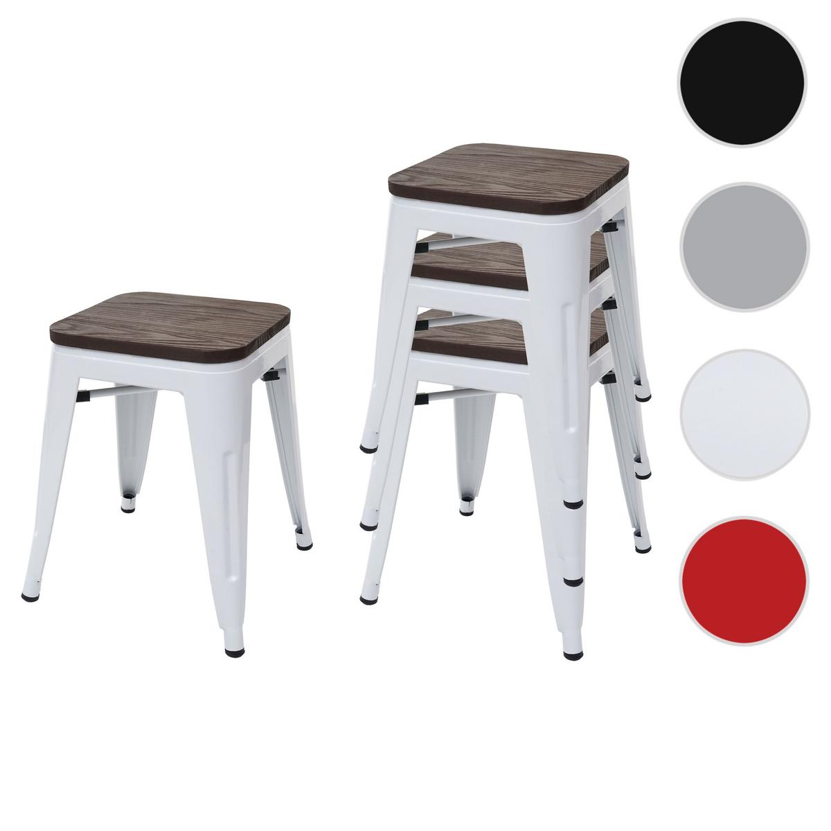 HOCKER HOLZ-SITZFLÄCHE Weiß 4er-Set - Weiß, Holz (39/45/39cm) - MCW