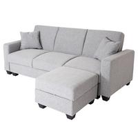 SOFA MIT OTTOMANE Hellgrau - Hellgrau, Textil (217/145cm) - MCW