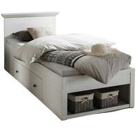BETT Pinie weiß Liegefläche 90 x 200 cm, Stauraumbett mit Bettschubkasten - Schwarz/Weiß, Holzwerkstoff/Kunststoff (90/200cm) - Furn.Design