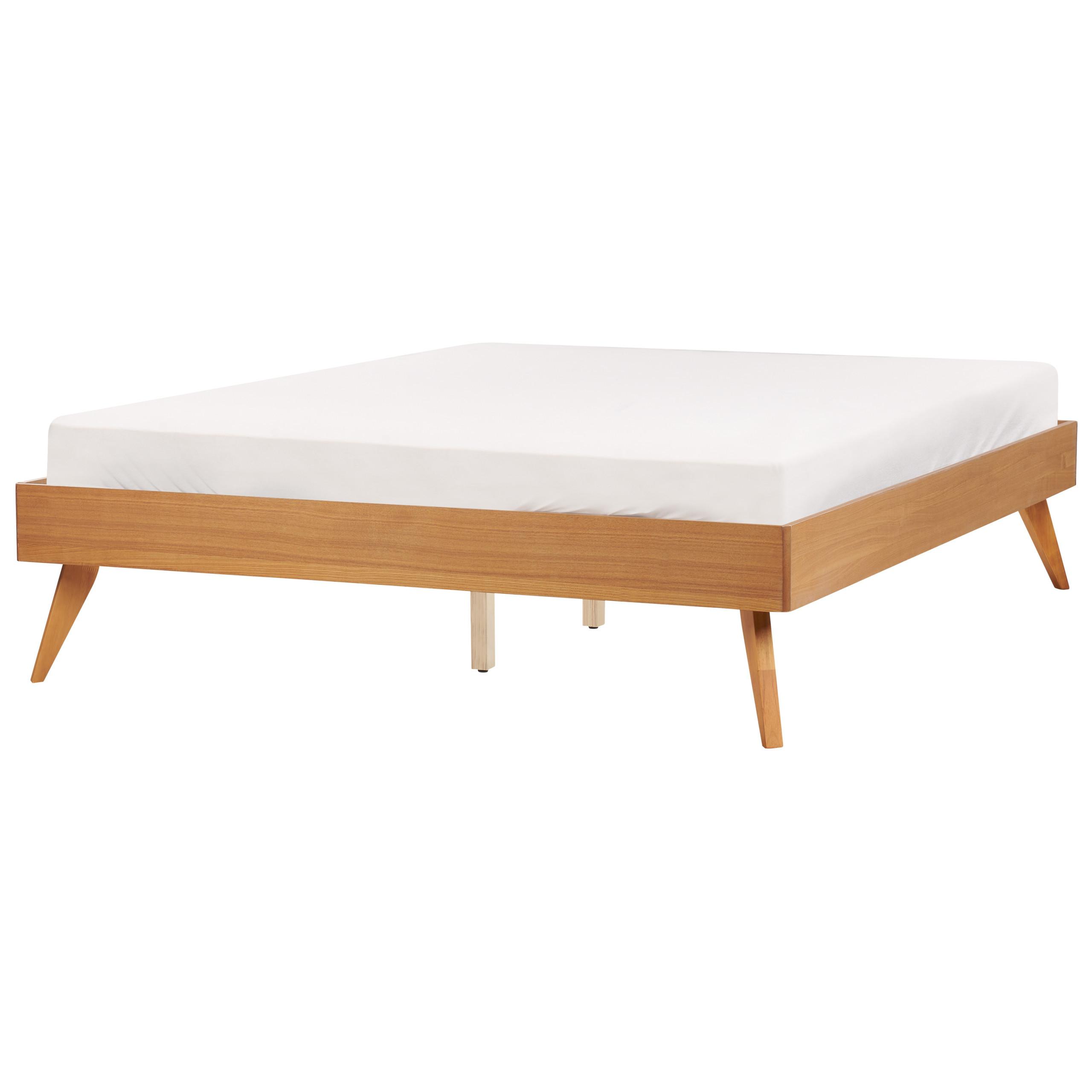 BETT ohne Kopfteil 120/200 MDF-Platte Hellbraun Berric - Hellbraun/Braun, Holz (120/200cm) - Beliani