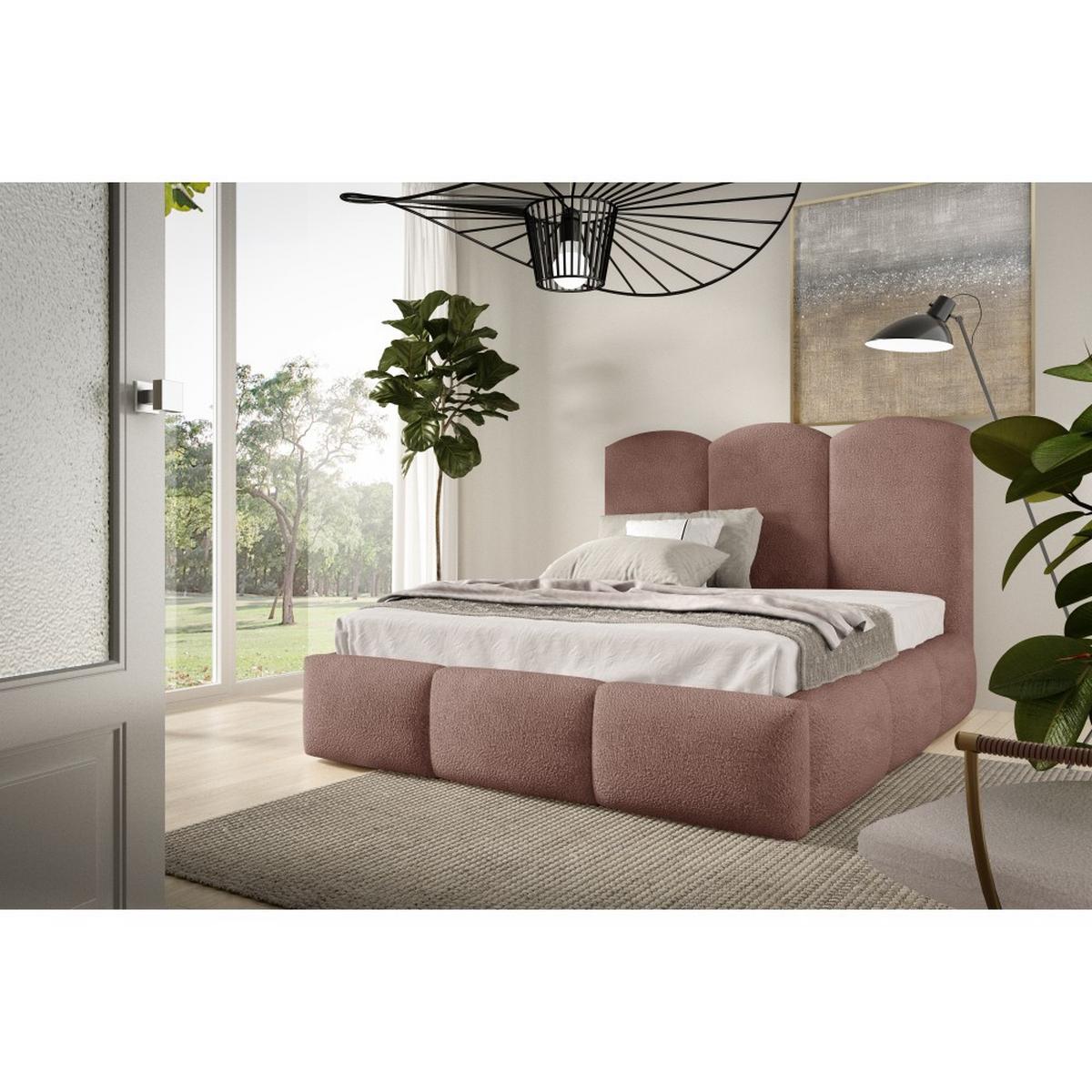 POLSTERBETT Bero, 200x200, Bouclé-Stoff, Dunkelrosa - Dunkelrosa, Textil (200/200cm) - Beautysofa