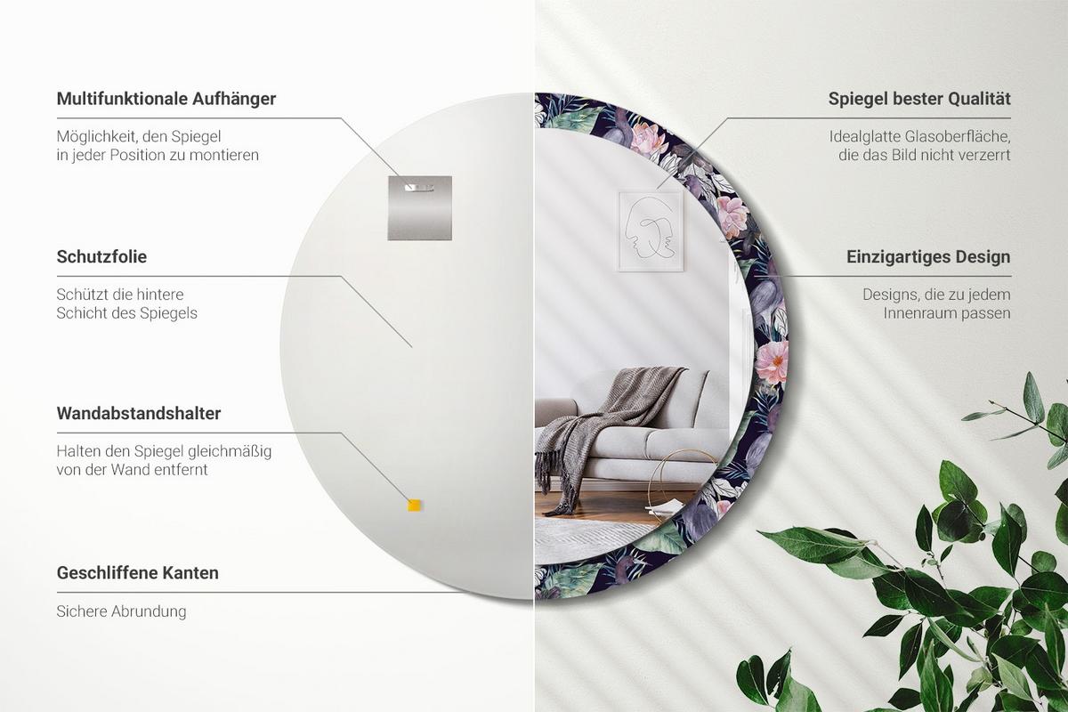 SPIEGEL Rund Ø 100 cm mit Aufdruck - Multicolor, Glas (100/100/0.4cm) - Wallfluent