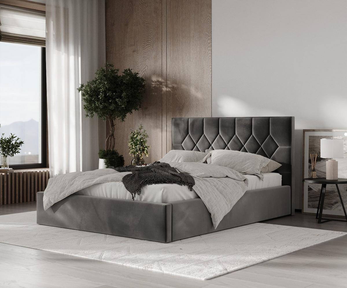 POLSTERBETT Brisa 180/200 cm Grau im Kronos Stoff - Schwarz/Naturfarben, Holz/Holzwerkstoff (180/200cm) - AltaBeds