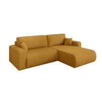 ECKSOFA mit Schlaffunktion Ottomane Rechts BERY-L 276x193x88 Senfgelb Cord - Dunkelgelb/Schwarz, Holzwerkstoff/Kunststoff (276/193cm) - ALTDECOR