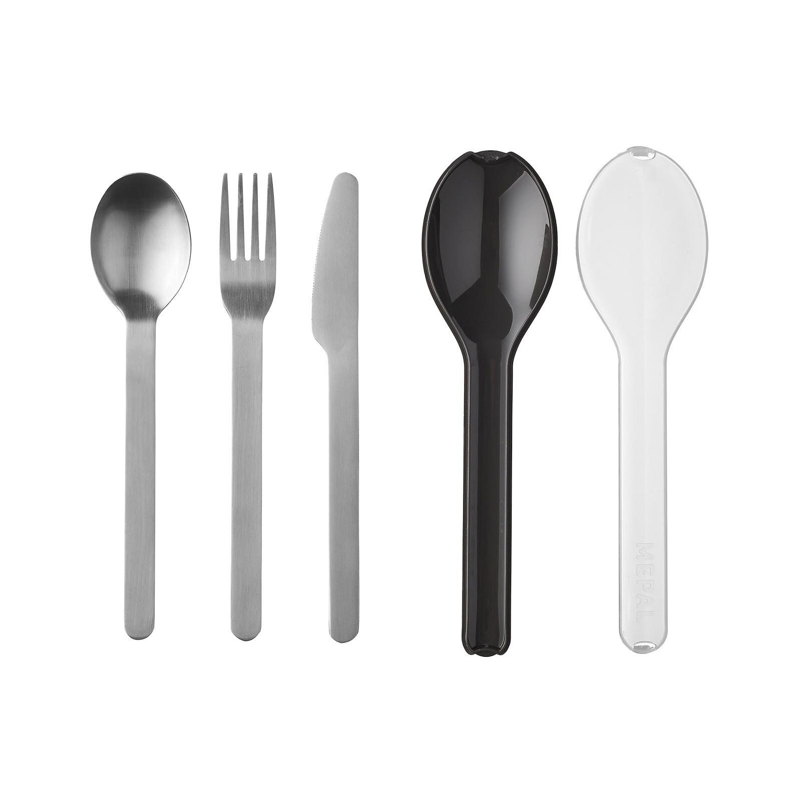 BESTECK-SET Ellipse Nordic Black - Schwarz, Kunststoff/Metall - Mepal