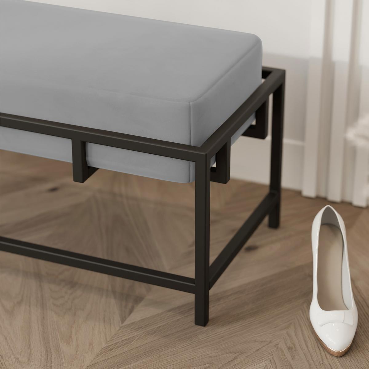 POLSTERBANK GLAM 100 cm Schwarz / Grau ,Metallgestell - Grau, Textil/Metall (100/45/35cm) - Idohome