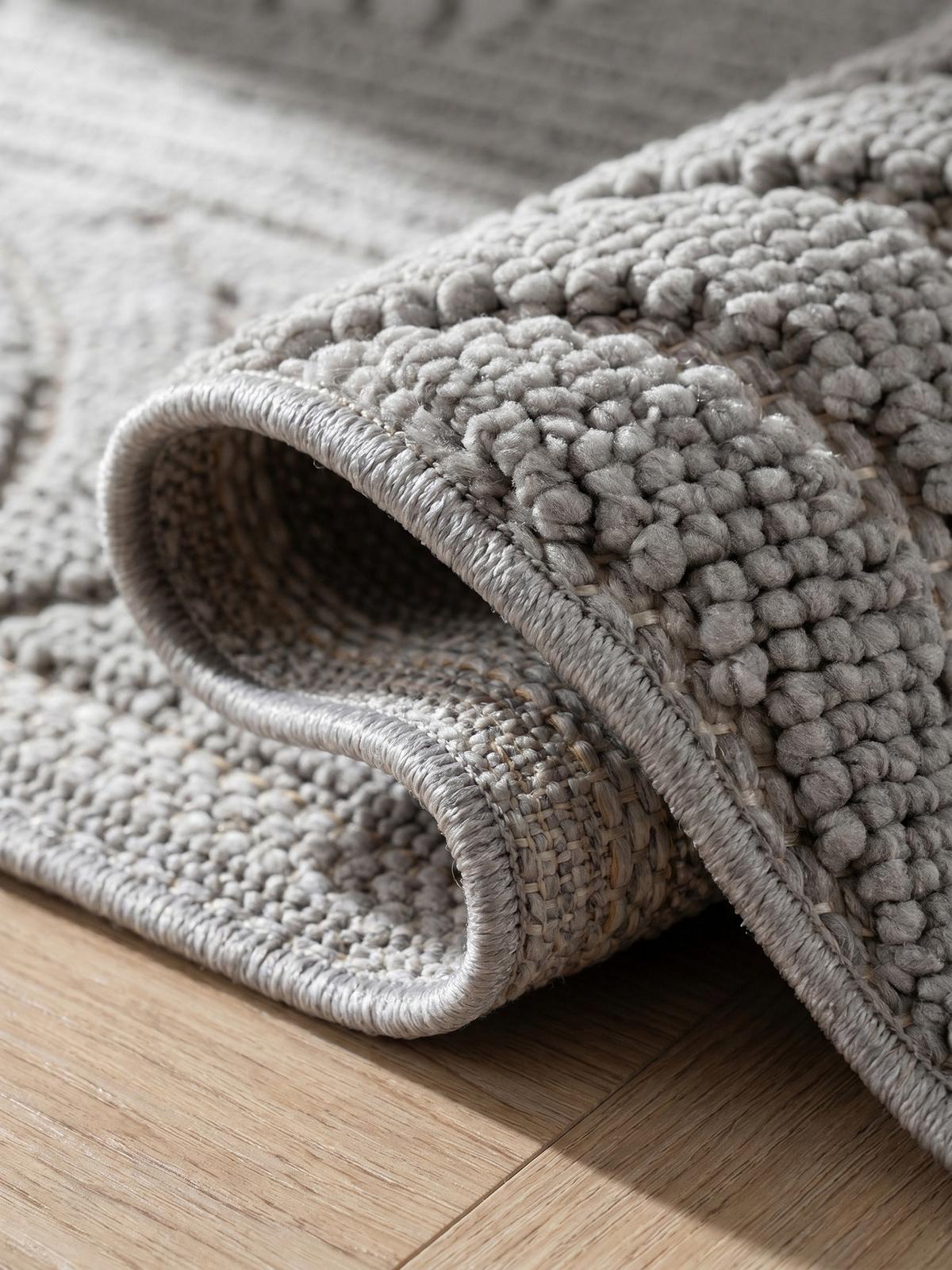TEPPICH Flachgewebe LANGAU in Silber, mit geometrischen Bögen, 80 x 250 cm - Silberfarben, Textil (250/80cm) - KADIMA DESIGN