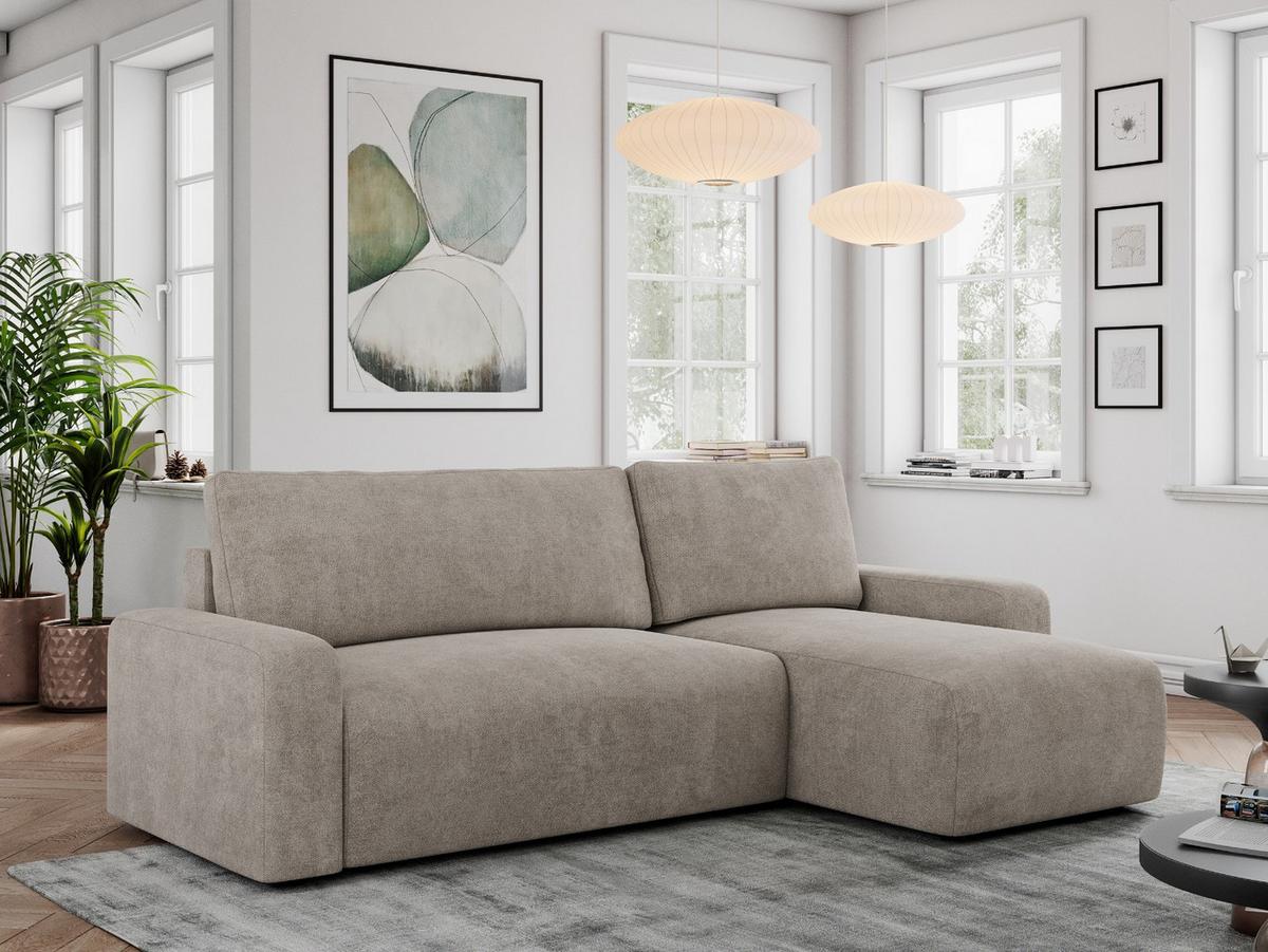 ECKSOFA ARGOS Beige Struktur - Beige/Schwarz, Kunststoff/Textil (245/150cm) - MKS