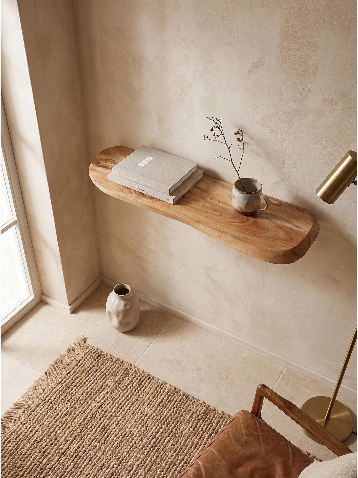 WANDREGAL ARANDA, Akazie Massivholz, handgefertigt, 80 x 20 x 3 cm - Akaziefarben, Holz (80/3/20cm) - KADIMA DESIGN