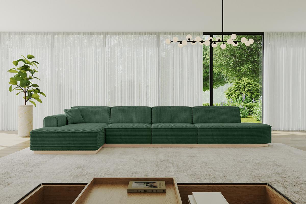 ECKSOFA Ottomane Links IREA-L3 - 412x165x80 cm Grün - Currygelb, Holzwerkstoff/Textil (412/165cm) - ALTDECOR