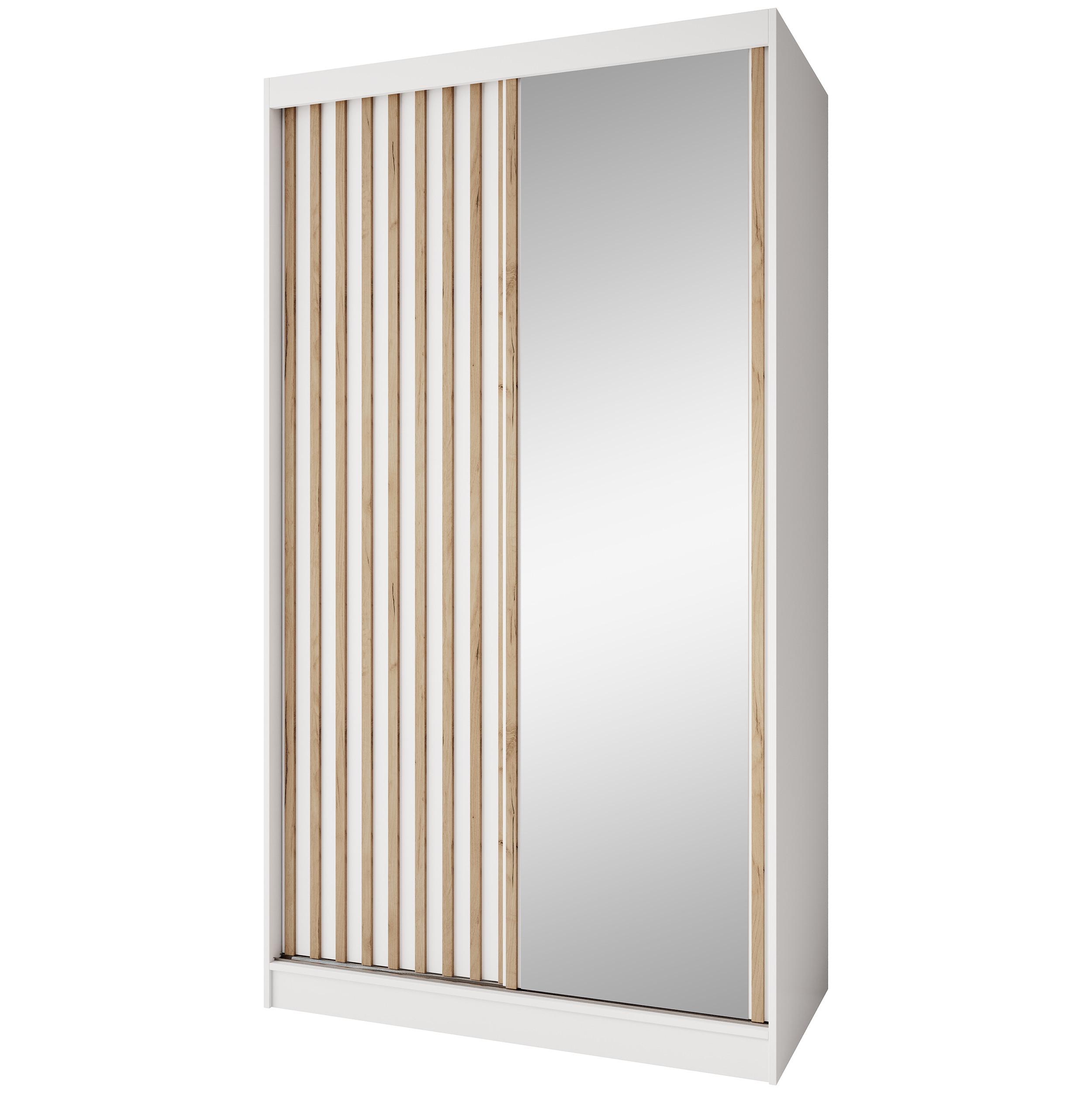 SCHWEBETÜRENSCHRANK Donatello mit 2 Türen und Schubkasteneinsatz, 120 cm, Weiß+eiche Artisan - Weiß/Eiche Artisan, Holzwerkstoff (120/205/60cm) - Beautysofa