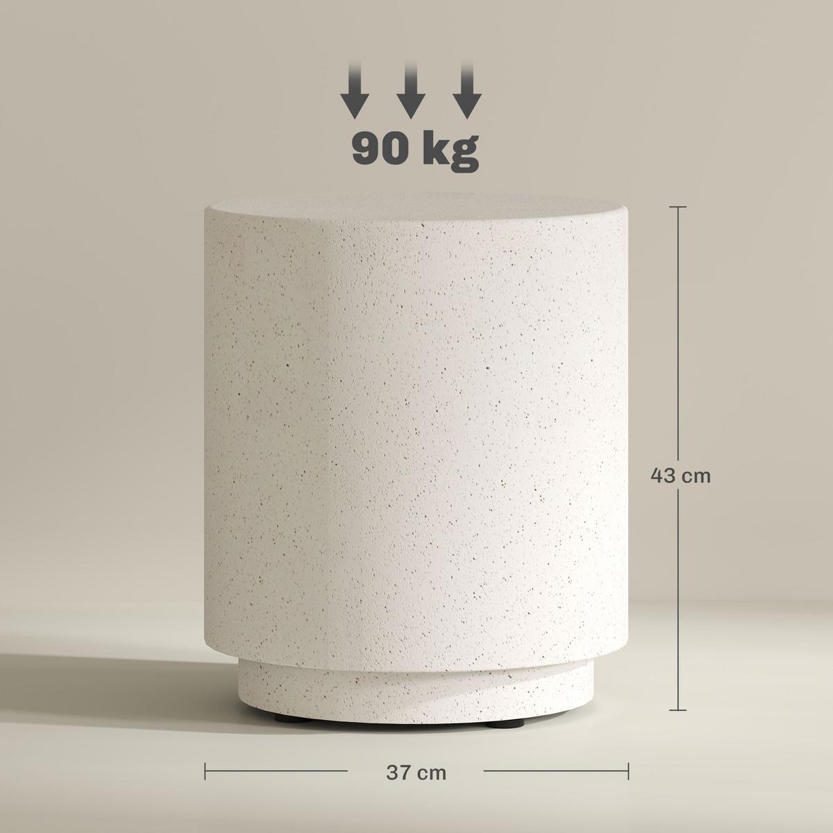 BEISTELLTISCH Anorganisches Erzpulver Cremeweiß - Creme, Naturmaterialien (37/37/43cm) - HOMCOM