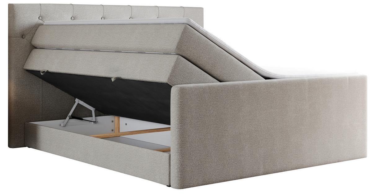 BOXSPRINGBETT KING VELEN 120/200 Beige Struktur - H4 - Beige, Holz/Textil (120/200cm) - MKS