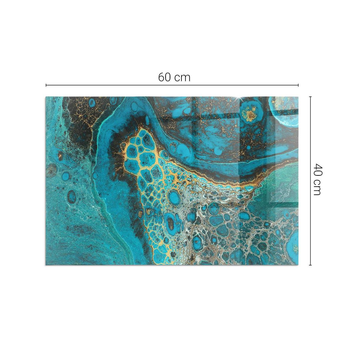 GLASPLATTE für Kamin 60x40 cm - Türkis, Glas (60/40/0.4cm) - TULUP